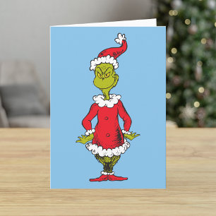 Tarjeta Festiva Grinch clásico   Santa Claus