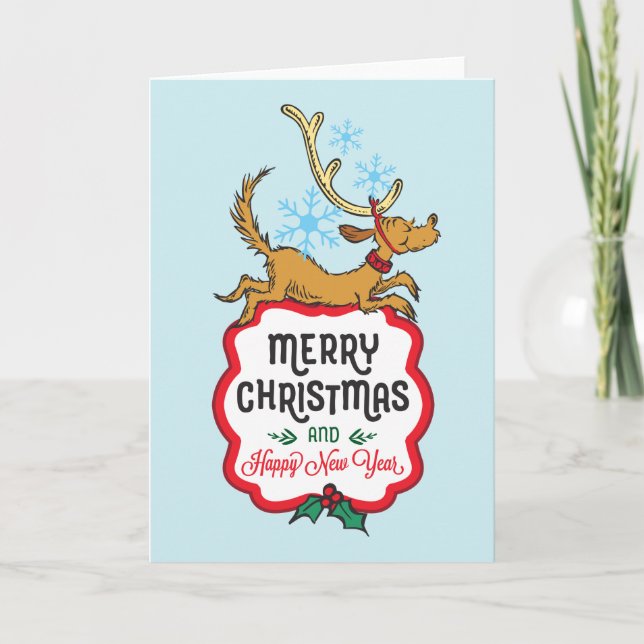 Tarjeta Festiva Grinch | Max - Feliz Año Nuevo (Anverso)