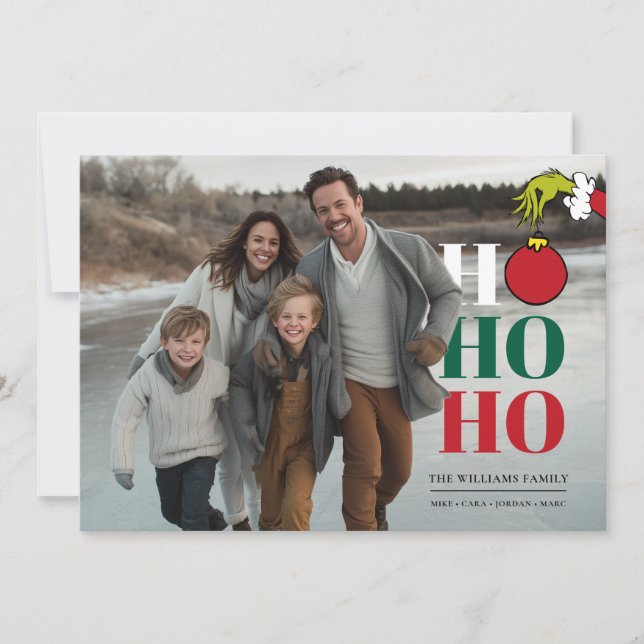 Tarjeta Festiva Grinch Personalized Photo Holiday Card (Anverso)