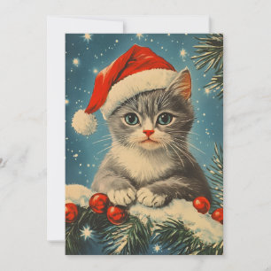Tarjeta Festiva Gris Cat Navidades