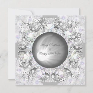 Tarjeta Festiva Gris claro de encaje cerámico y copo de nieve