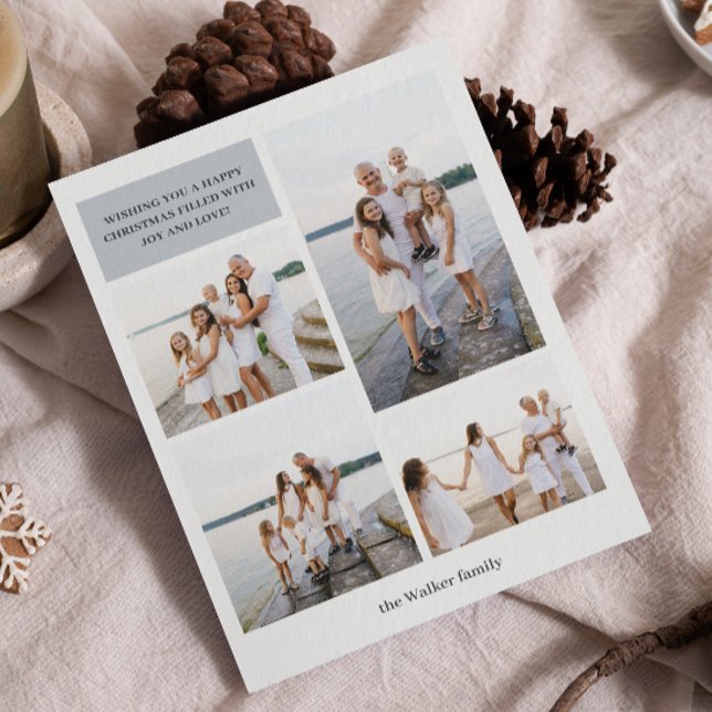 Tarjeta Festiva Gris claro Moderno Neutral 4 Fotoelegante (Subido por el creador)