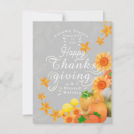 Tarjeta Festiva Gris de calabaza otoñal