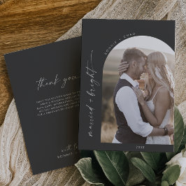 Tarjeta Festiva Gris moderno de Boho Arch casado y brillante graci