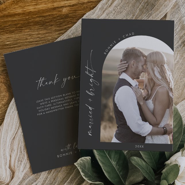 Tarjeta Festiva Gris moderno de Boho Arch casado y brillante graci (Subido por el creador)