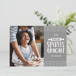 Tarjeta Festiva Gris | Navidades que hornean la foto brillante de 