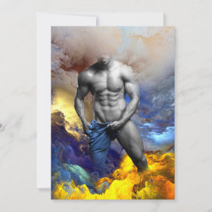 Tarjeta Festiva Grito de la figura muscular del hombre en escala d