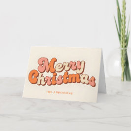 Tarjeta Festiva Groovy Bold Script Merry Christmas
