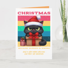 Tarjeta Festiva Groovy Claus Funny Cat Retro Christmas Photo