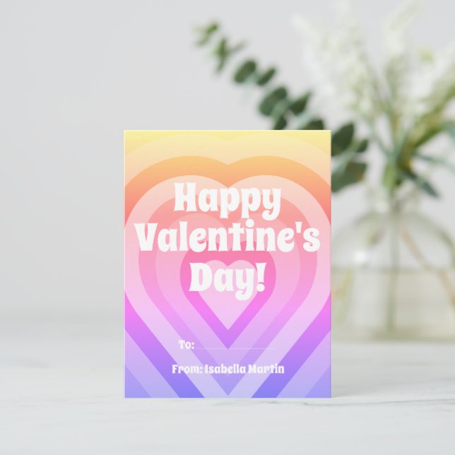 Tarjeta Festiva Groovy Hearts Kids Classroom El día de San Valentí (Anverso de pie)