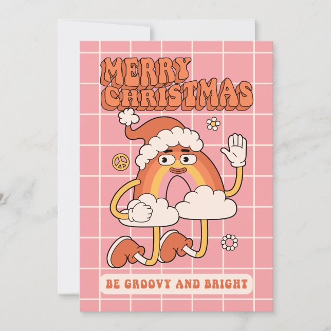 Tarjeta Festiva Groovy Navidades arcoiris - Sean brillantes y merr (Anverso)