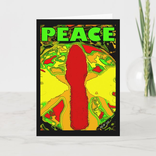 Tarjeta Festiva Groovy Peace Angel (Anverso)