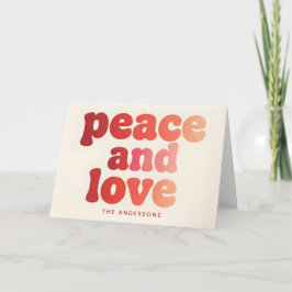 Tarjeta Festiva Groovy Peace & Love Script Merry Christmas