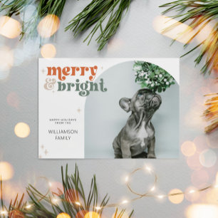 Tarjeta Festiva Groovy Retro Arch Foto Merry & Bright