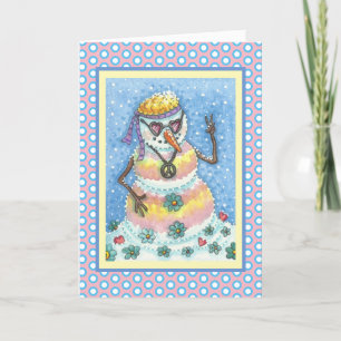 TARJETA FESTIVA GROOVY SNOWMAN PEACE NAVIDADES GREETING CARD V