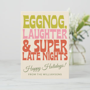 Tarjeta Festiva Groovy Unique Retro Funny Eggnog Navidades Persona