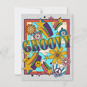 Tarjeta Festiva Groovy - Viviendo la vida hippie