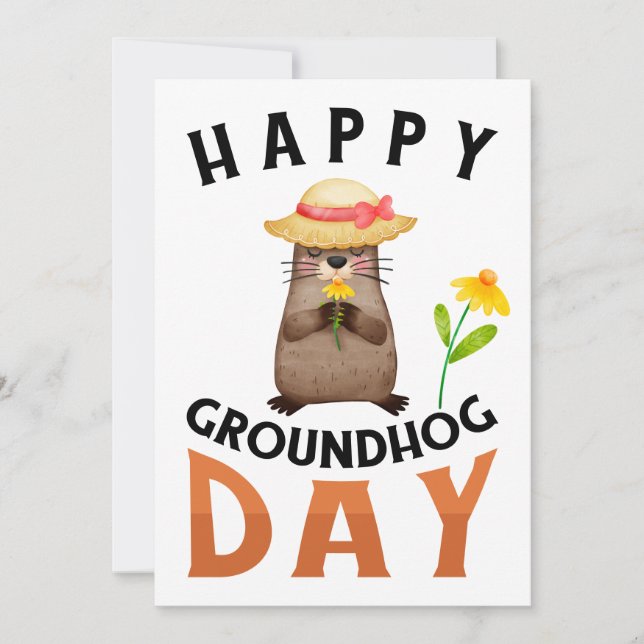 Tarjeta Festiva Groundhog (Anverso)