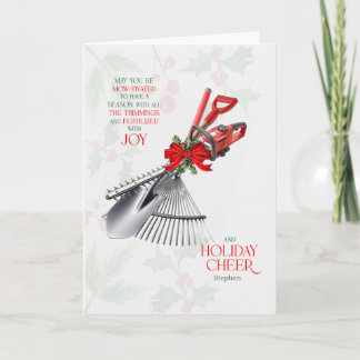 Tarjeta Festiva Groundskeeper Season Fertilized with Joy with Name