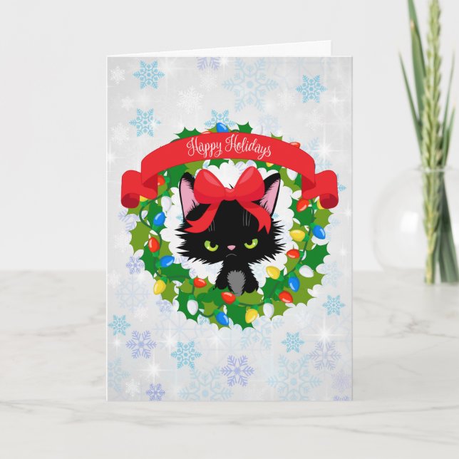 Tarjeta Festiva Grumpy Kitty Bah Humbug Personaliza a los Navidade (Anverso)