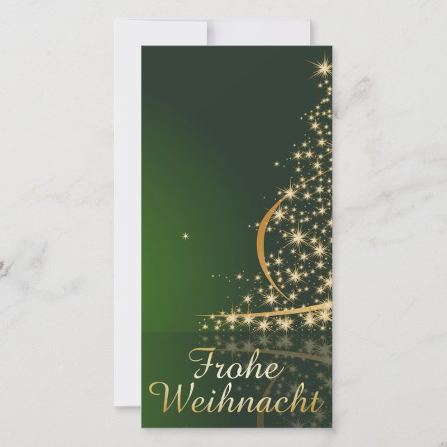 Tarjeta Festiva Grünes Weihnachtsmotiv mit goldenem Weihnachtsbaum (Anverso)