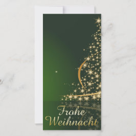 Tarjeta Festiva Grünes Weihnachtsmotiv mit goldenem Weihnachtsbaum