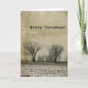 Tarjeta Festiva Grunge de los árboles del invierno, Felices