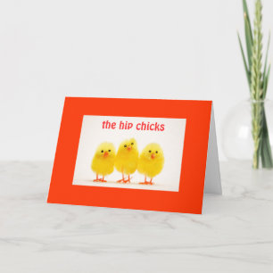 TARJETA FESTIVA GRUPO DE CHICCOS DE HIP ENVIANDO RECIBIMIENTOS MÁS