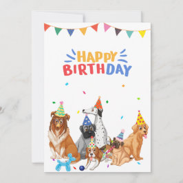 Tarjeta Festiva Grupo de razas de perro fiesta feliz cumpleaños