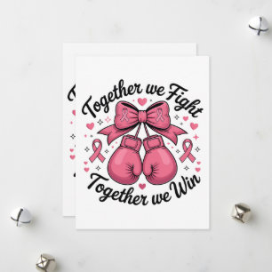Tarjeta Festiva Guantes de boxeo con cinta rosa concienciación sob