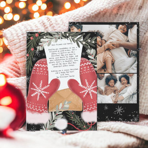 Tarjeta Festiva Guantes divertidos Navidades de ilustracion famili