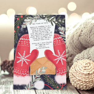 Tarjeta Festiva Guantes divertidos Navidades de ilustracion famili