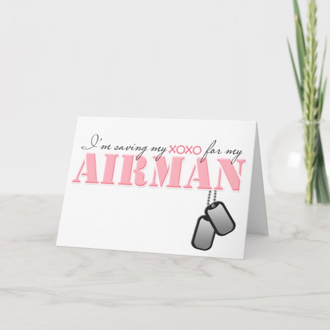 Tarjeta Festiva Guardando mi XOXO para mi Airman (Anverso)