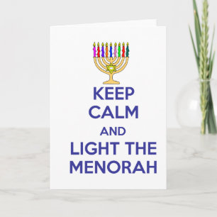 Tarjeta Festiva Guarde la calma y encienda el Menorah