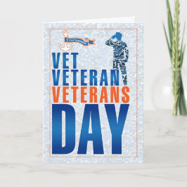 Tarjeta Festiva Guardianes de costa Veteranos Día Azul y Naranja