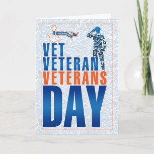Tarjeta Festiva Guardianes de costa Veteranos Día Azul y Naranja