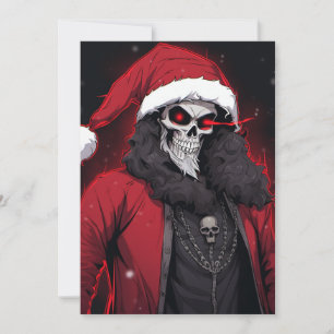 Tarjeta Festiva Guay Creepy Personalizado de Anime Santa Skull Zom