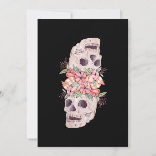 Tarjeta Festiva Guay de pintura de cabeza floral de cráneo para mu