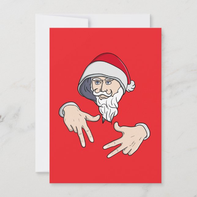 Tarjeta Festiva Guay Gangsta Hip Hop Hand Rap Santa Claus (Anverso)