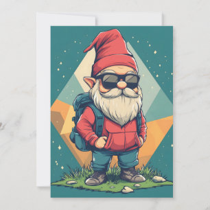 Tarjeta Festiva Guay Gnome en una aventura: Ilustracion divertido