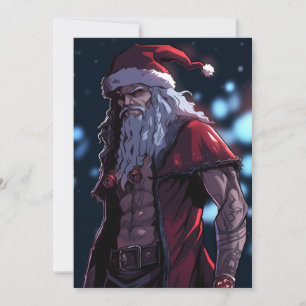 Tarjeta Festiva Guay Hot Buff Sixpack Badass Santa Claus Anime