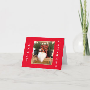 TARJETA FESTIVA GUAY UPBEAT SANTA GNOME DICE "FELIZ NAVIDAD"
