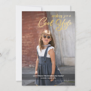 Tarjeta Festiva Guay Yule Faux Gold Script con sus vacaciones foto