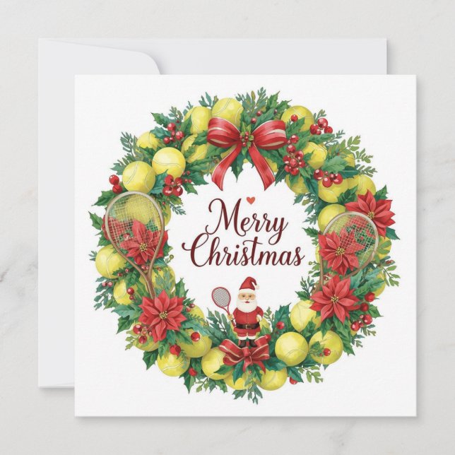 Tarjeta Festiva Guerra de tenis festiva para Navidades (Anverso)