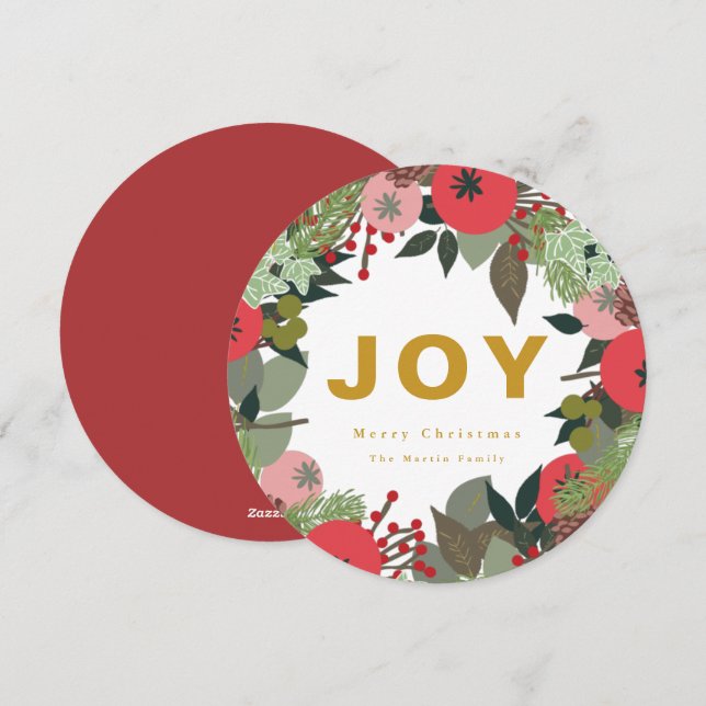 Tarjeta Festiva Guerra festiva con tipografía de alegría (Anverso / Reverso)