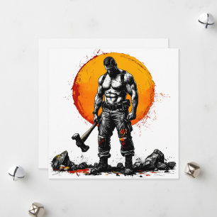 Tarjeta Festiva guerrero bárbaro fantasía medieval fuerza hummer