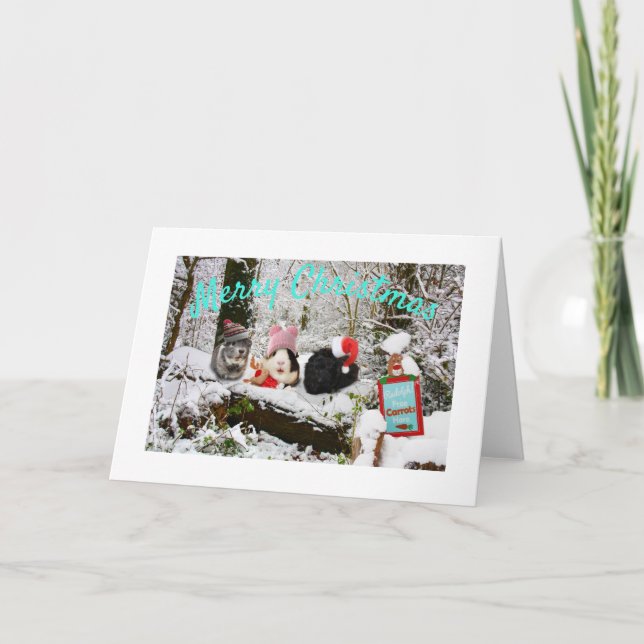 Tarjeta Festiva Guinea Cerdo Navidades Wonderland (Anverso)