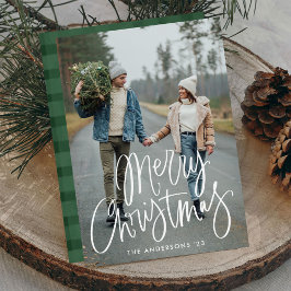 Tarjeta Festiva Guión asual con letras de mano - Fotos navideñas d