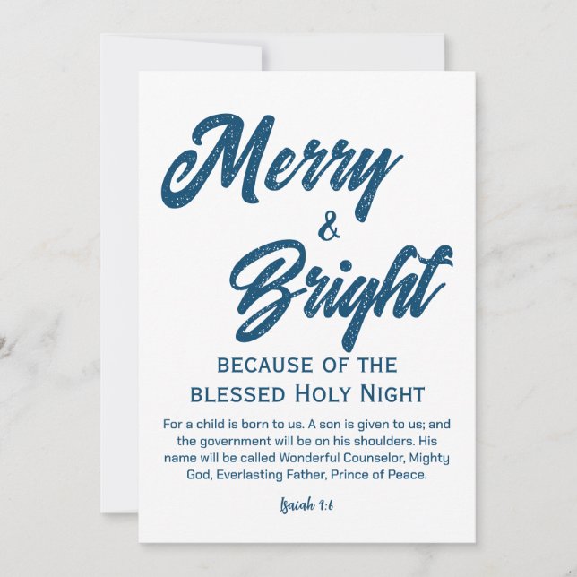Tarjeta Festiva Guión azul para los Navidades amargos y brillantes (Anverso)