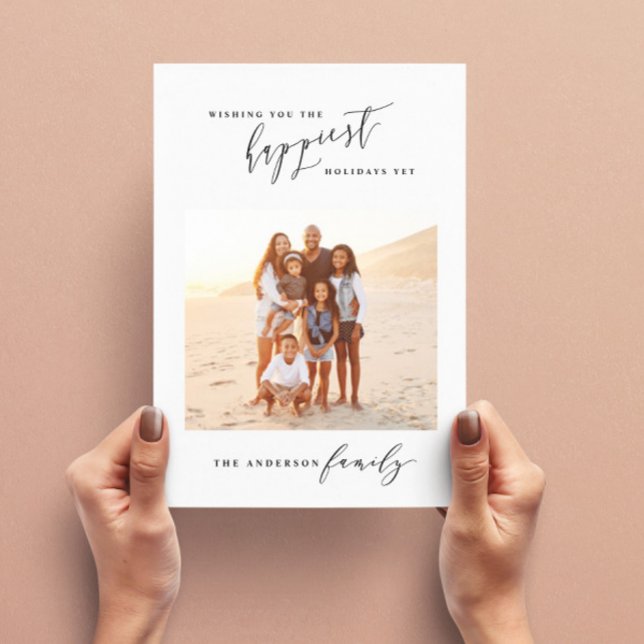 Tarjeta Festiva Guión blanco y negro moderno 1 Navidades de fotogr (Subido por el creador)